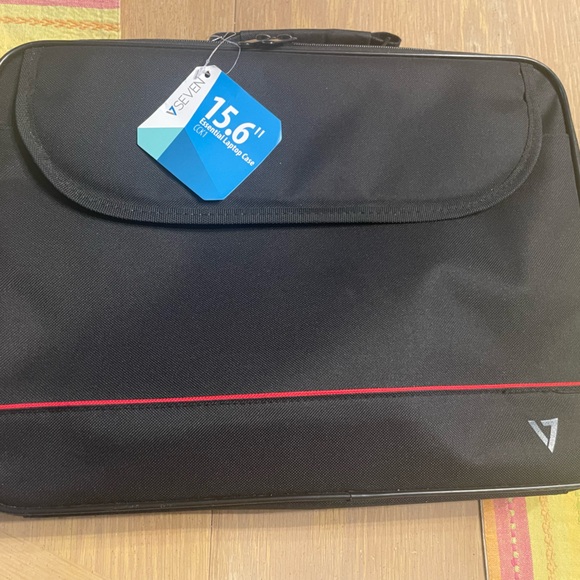 V Seven Other - Black Laptop Bag with Red Accent